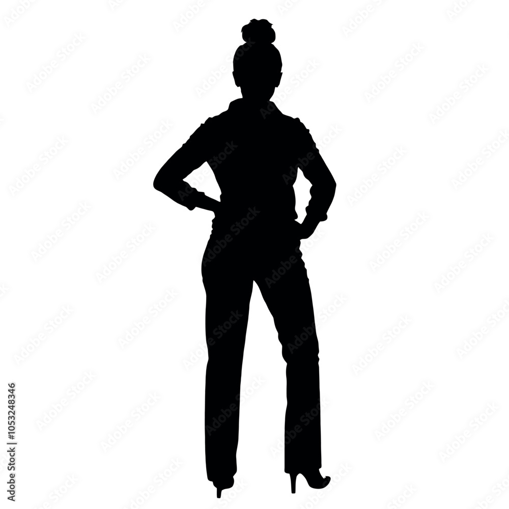 Fototapeta premium a stylish woman standing pose vector silhouette isolated white background