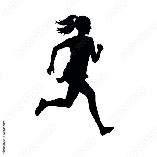 a woman running vector silhouette, black color silhouette