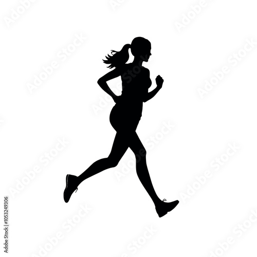 a woman running vector silhouette, black color silhouette