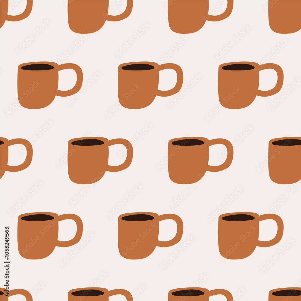 Obraz premium Coffee cups. Vector seamless pattern. Hand drawn illustration.
