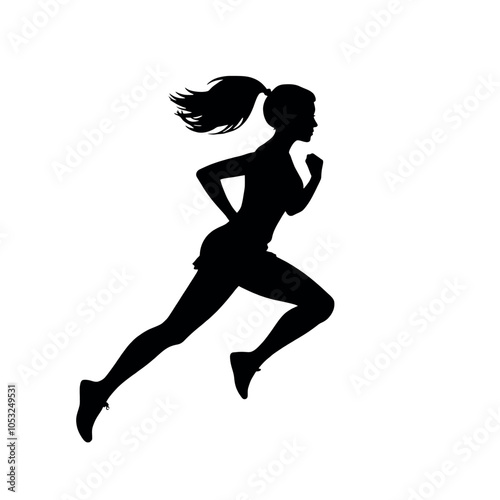 a woman running vector silhouette, black color silhouette