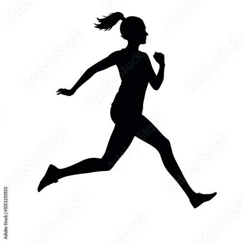 a woman running vector silhouette, black color silhouette