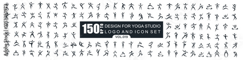 Abstract people logo design. sports, Gym ,fitness, running trainer icon set vector illustration