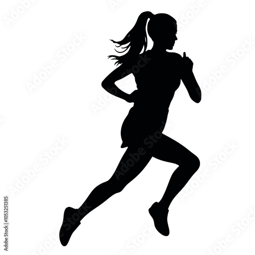 a woman running vector silhouette, black color silhouette