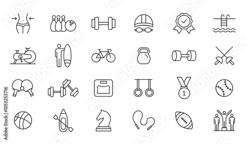 Sport and fitness icon set. Gym and fitness icon set. Vector illustration