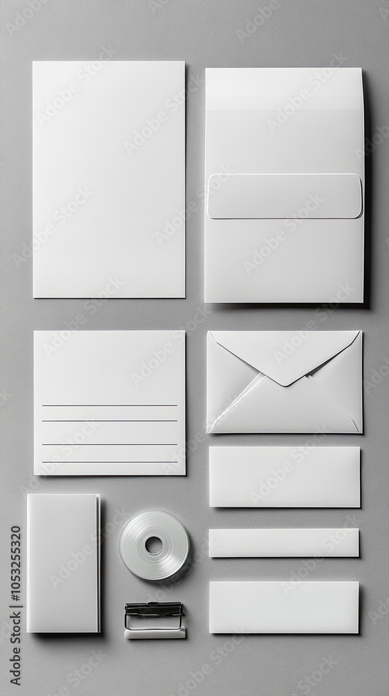 Blank stationery mockup for branding and design on a gray background. Blank stationery mockup for branding and design on a gray background.