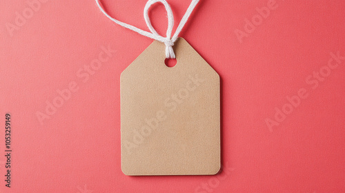 Rustic Cardboard Tag on Red Background