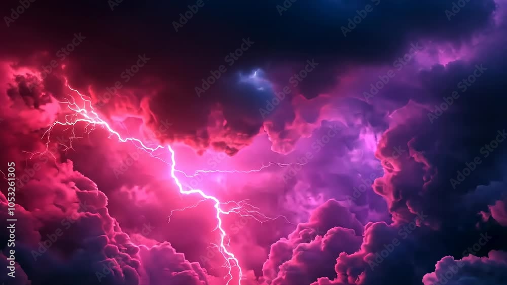 Lightning Strike Through Pink Clouds, storm, thunder, sky, weather, nature Lightning Strike Through Pink Clouds, storm, thunder, sky, weather, nature