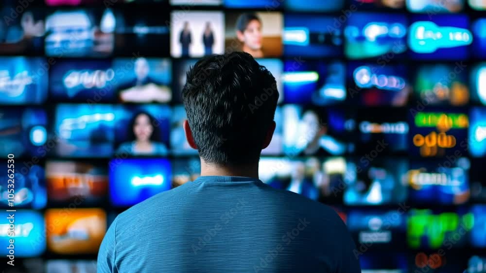 Man Overwhelmed by Information Overload, technology, internet, social media, screen addiction, digital detox
