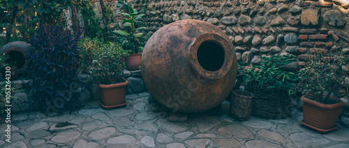 Big antique clay pot. Traditional georgia's giant clay pots hold an old secret to wine.