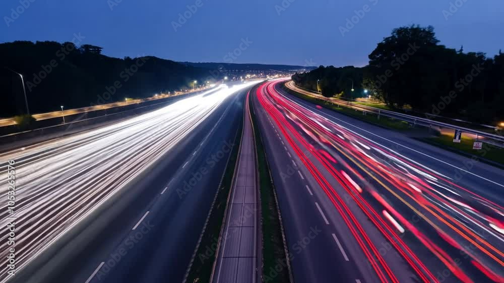 still sense highway scene gives An created light motion night stream endless trails speeding cars energy vehicle car trail concept motor engine battery model auto road drive automotive sport luxury s