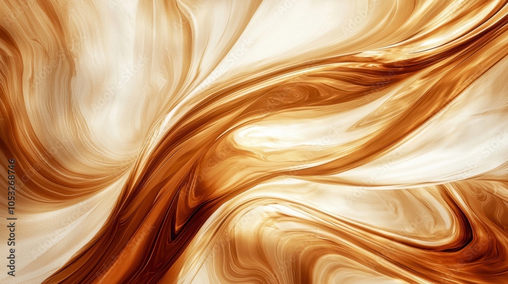 Abstract wave pattern with warm brown and cream colors, creating a fluid and dynamic design. Abstract wave pattern with warm brown and cream colors, creating a fluid and dynamic design.