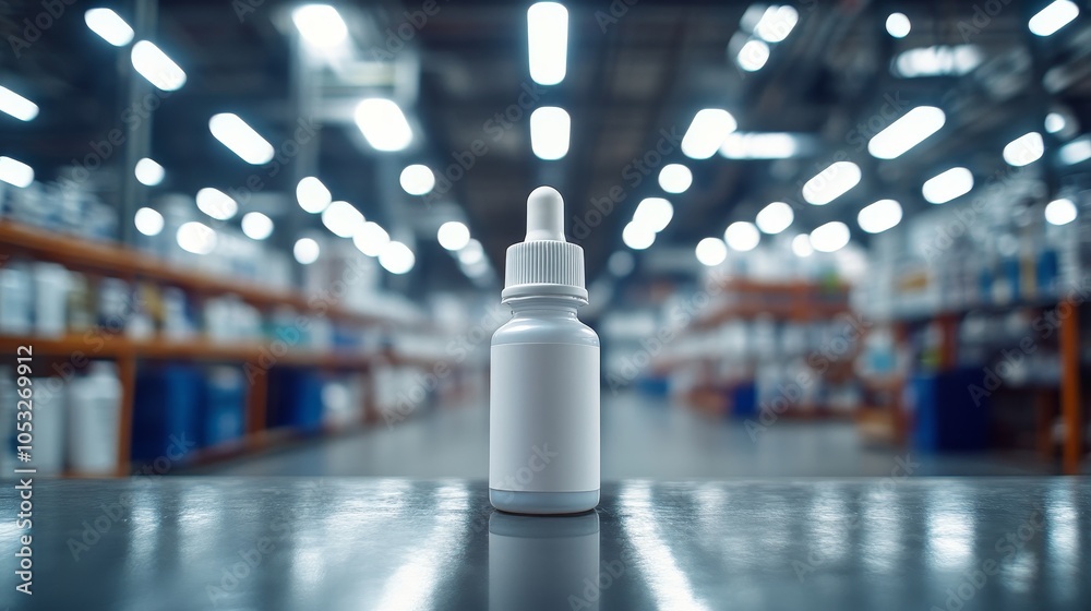 Clean and Bright Wide Shot of a White Label Eyedrop Bottle, Perfect for Pharmaceutical and Health-Related Content in Journalistic Style