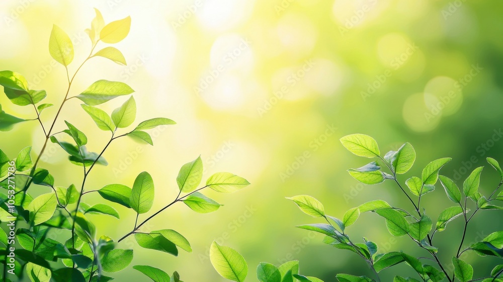 Green leaves glowing in sunlight create a serene, vibrant atmosphere in nature. Green leaves glowing in sunlight create a serene, vibrant atmosphere in nature.