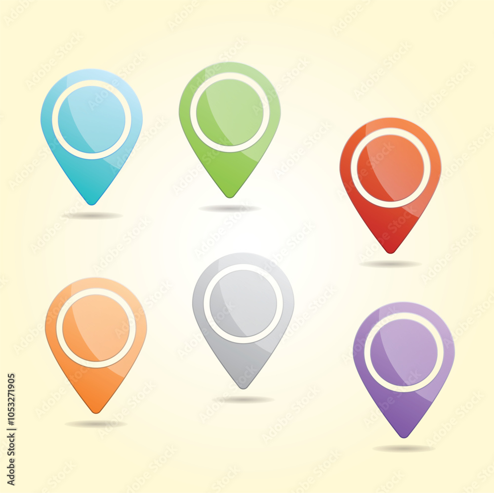 Colorful Checkpoint Icon Website Set consisting of six design elements illustration Colorful Checkpoint Icon Website Set consisting of six design elements illustration