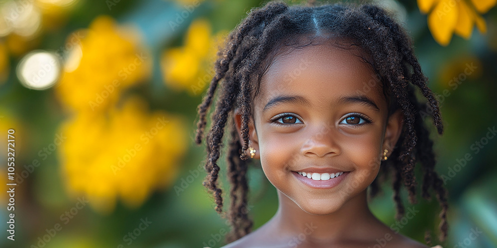 portrait of an black little girl with a smile
