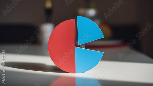 A photo of a pie chart with two slices.