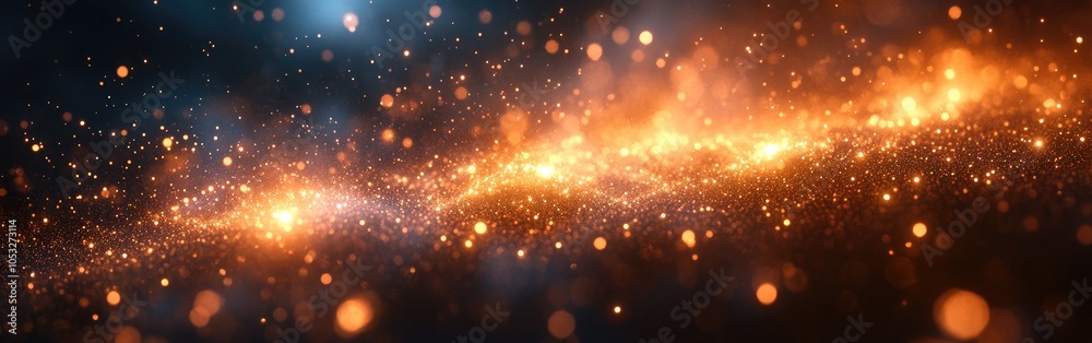 Fototapeta premium Gold particles, Golden Glittering Bokeh Background, magical particles, light particles background