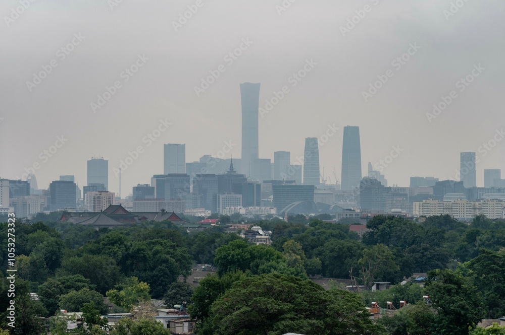 Fototapeta premium Beijing CBD Skyline during sunset, blue hour, China