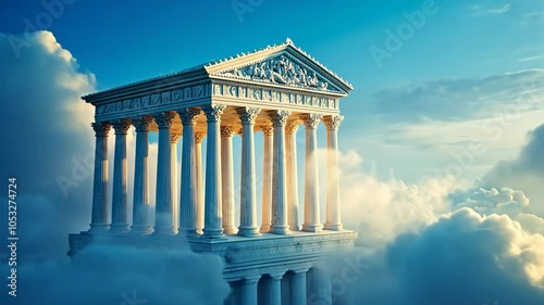 Temple in the Clouds, sky, architecture, classic, ancient, roman