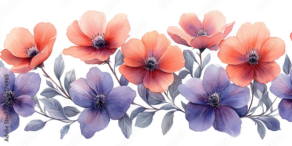 Obraz premium watercolor illustration depicting colorful flowers painting on canvas
