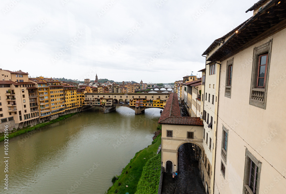 Old bridge on the river, Ponte Vecchio in Florence