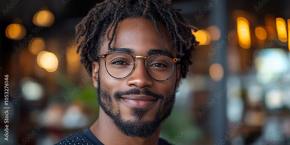 Obraz premium Portrait of an attractive dark-skinned man wearing glasses