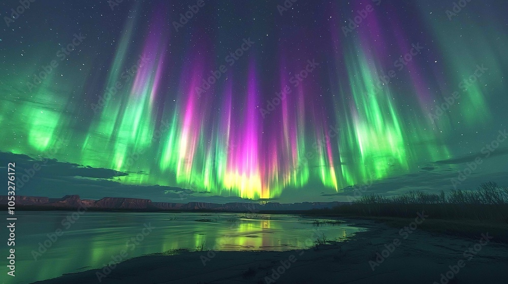 Obraz premium Northern lights over the grand canyon