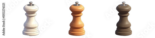 A Salt and Pepper Grinder in Cartoon Style. Isolated on a Transparent Background. Cutout PNG.