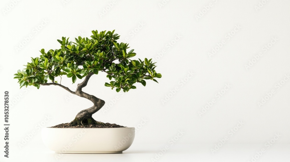 Elegant, small decorative tree placed on a white background, creating a minimalistic, fresh look for decor themes. Elegant, small decorative tree placed on a white background, creating a minimalistic, fresh look for decor themes.