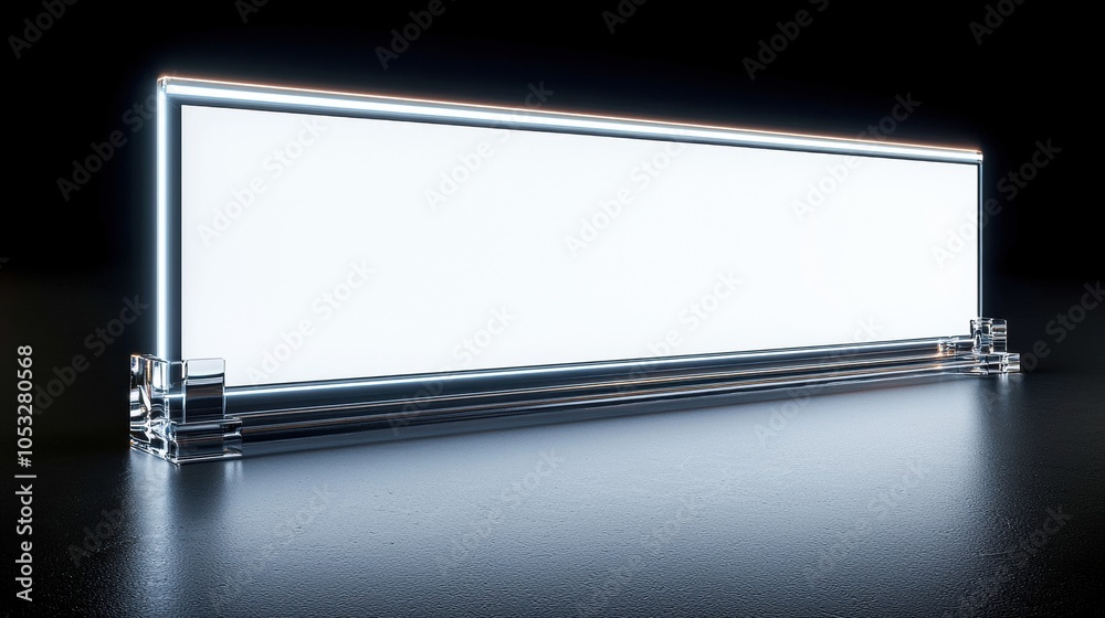 Illuminated light box with a sleek design, perfect for advertising or display purposes against a dark backdrop. Illuminated light box with a sleek design, perfect for advertising or display purposes against a dark backdrop.