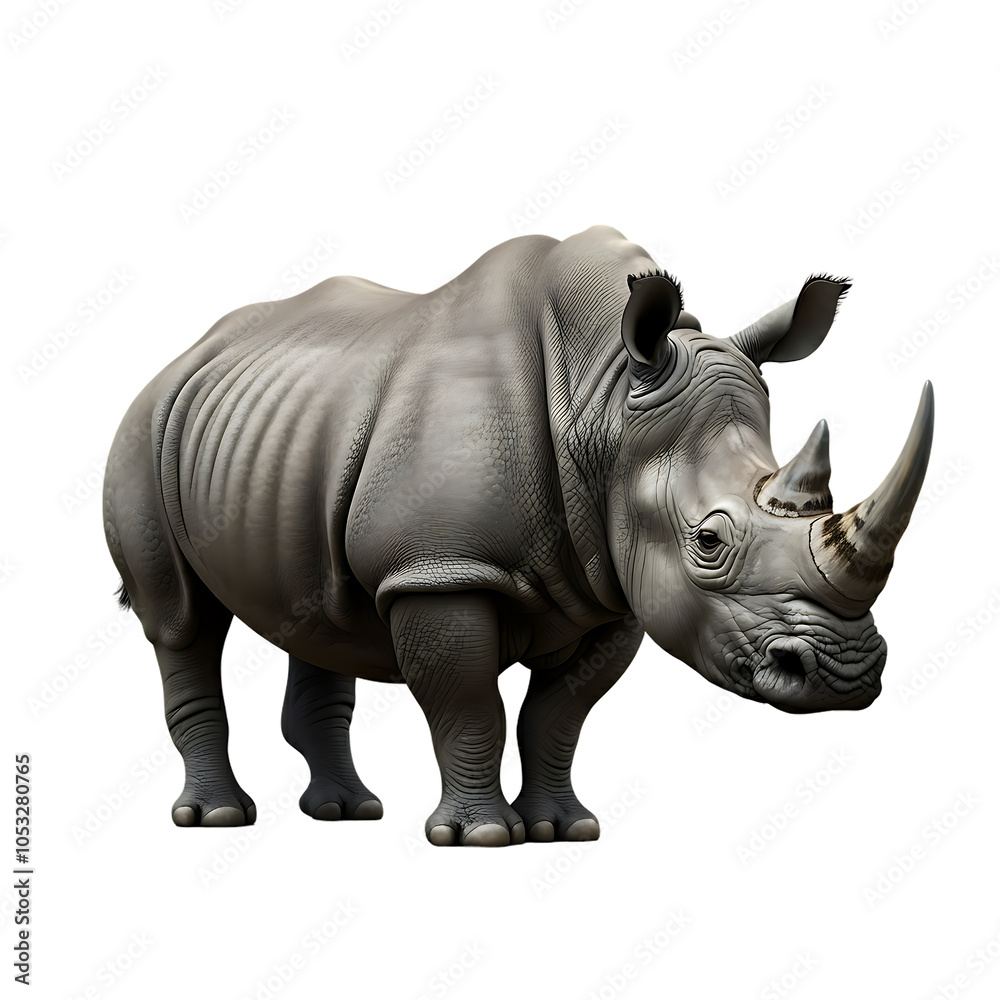 Obraz premium Endangered Rhino Animal Art On Transparent Background 