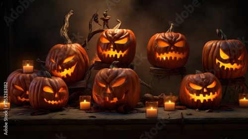 halloowen candles jack o lantern in the night