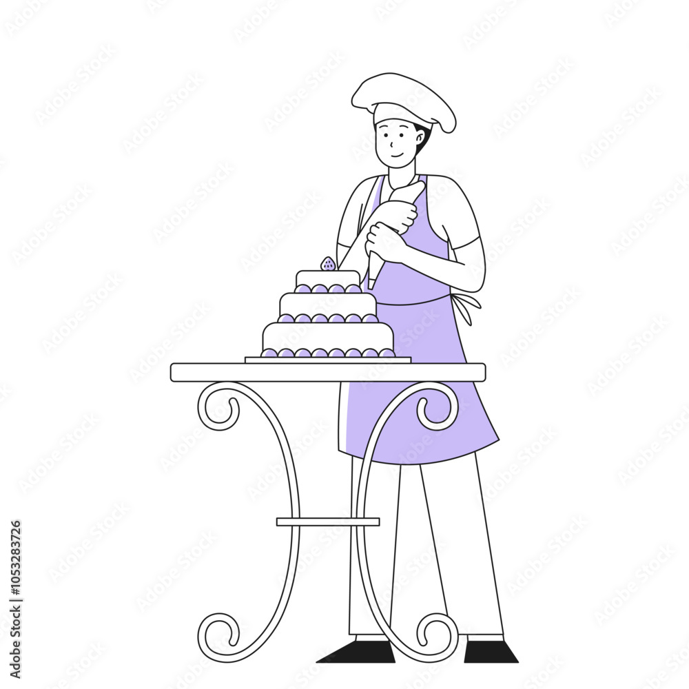 Pastry Dessert Chef Making Tart Cake Pastry Dessert Chef Making Tart Cake