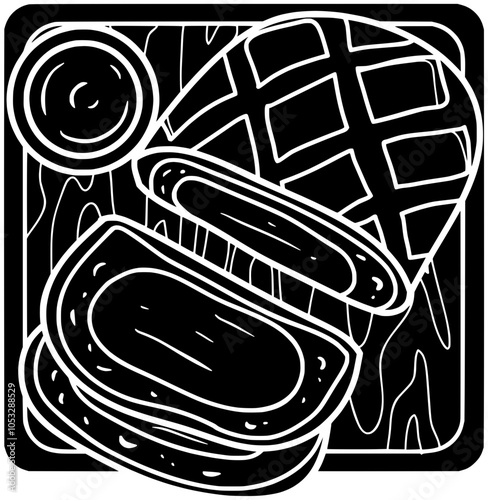 beef illustration meat silhouette jerky logo snack icon food outline dried dry protein smoked energy prepared spicy sliced meal shape for vector graphic background