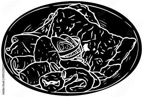 beef illustration meat silhouette jerky logo snack icon food outline dried dry protein smoked energy prepared spicy sliced meal shape for vector graphic background