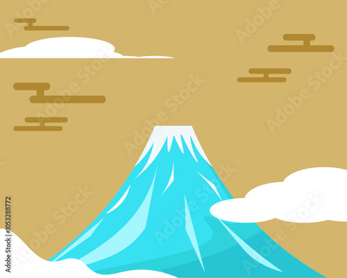 富士山と雲と正月の背景。ベクターイラスト