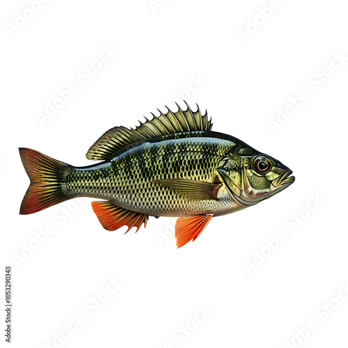 Realistic Perch Fish Illustration On Transparent Background 