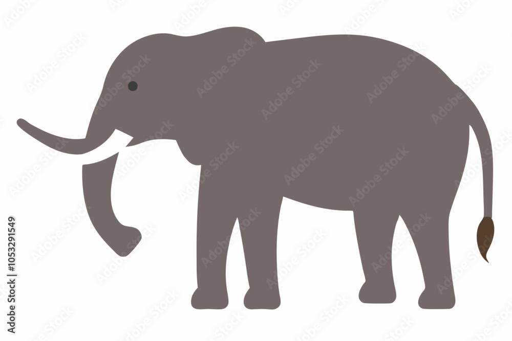 Elephant continuous vactor illustration on white background
