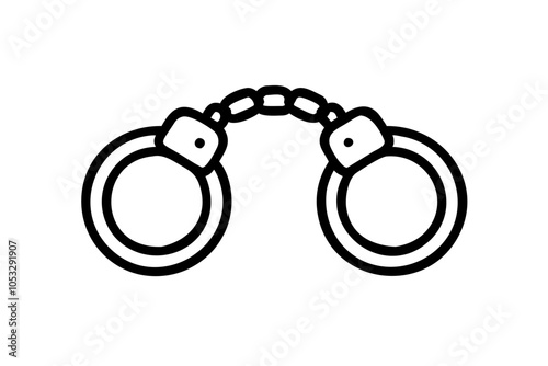 Handcuff Silhouettes Vector Illustration on White Background