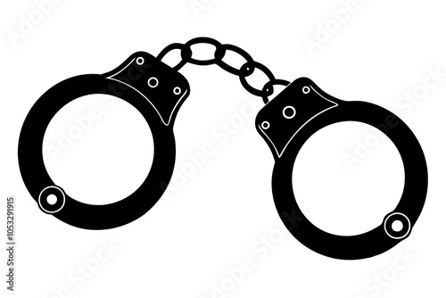 Handcuff Silhouettes Vector Illustration on White Background