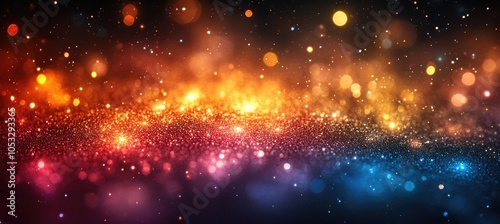 Colorful particles, Abstract Colorful Particle Explosion on Dark Background, light particles background, Colorful Particle Stream with Bokeh Effect