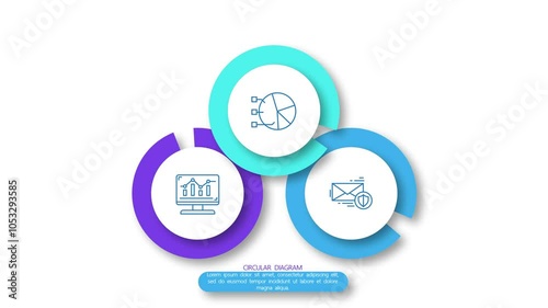 Professional 4K Circle Chart Animation on White Background - Digital Communication and Technology Visuals for Business and Networking Applications