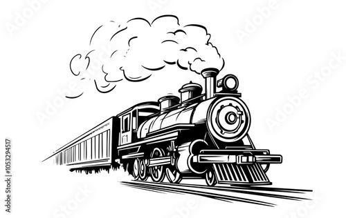 vintage steam locomotive illustration with classic details