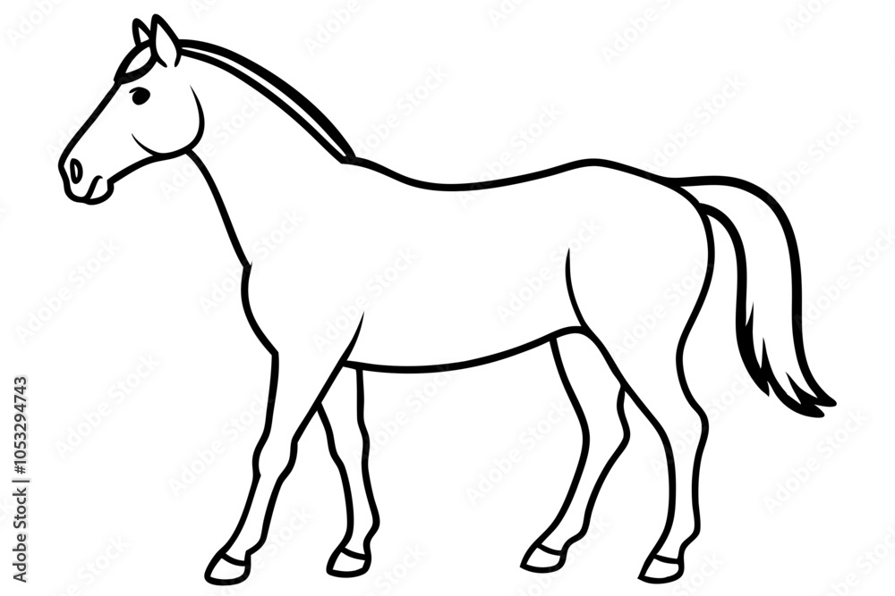 Horse Illustration on White Background: Elegant Equestrian Art Horse Illustration on White Background: Elegant Equestrian Art