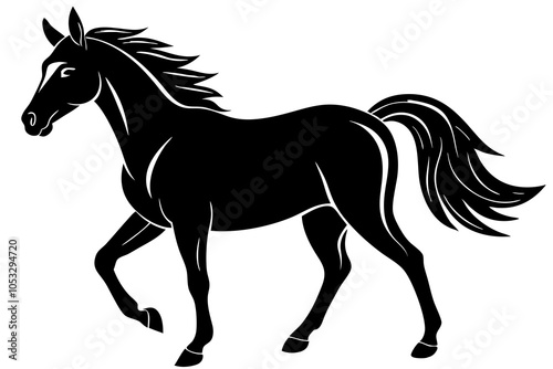 Horse Illustration on White Background: Elegant Equestrian Art photo