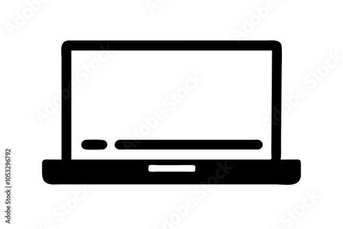 Laptop Icon Silhouette Vector Illustration on White Background