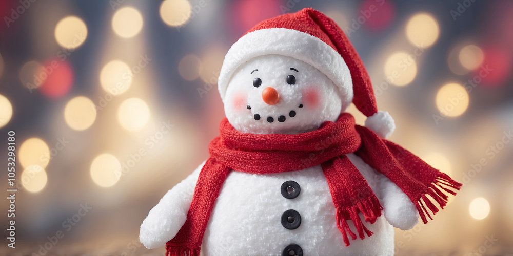 Fototapeta premium snowman fun with blurred background , snowman on bokeh background