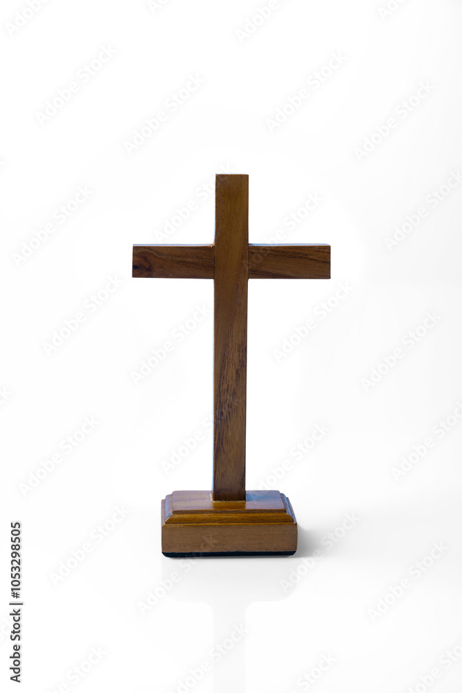 Religion christianity cross isolated over white background. Symbol of faith and worship in God Religion christianity cross isolated over white background. Symbol of faith and worship in God