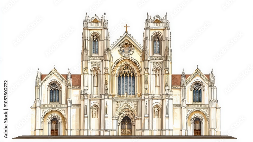 Fototapeta premium Magnificent Gothic Cathedral with Ornate Facade and Impressive Spires